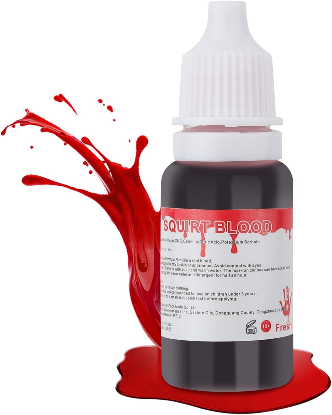 Mysense Dripping Fake Blood Makeup (0.35 oz),Easy Dry Flow Washable Fake Blood for Eyes Drips Nose Bleeds Scar Wounds,Halloween Blood for Cosplay SFX Zombie Vampire Makeup,Fresh