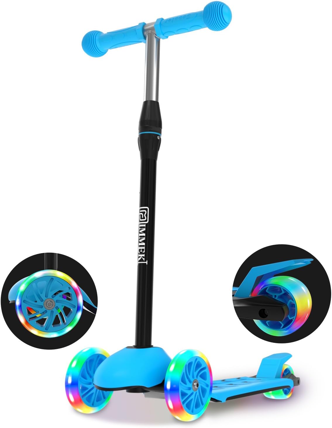 IMMEK Kids Scooter, 3-Wheel Toddler Scooter, Toys and Gifts for Boys and Girls Aged 3 to 8, 3 Adjustable Height Levels, LED Light-Up Wheels, Max Load 50 kg