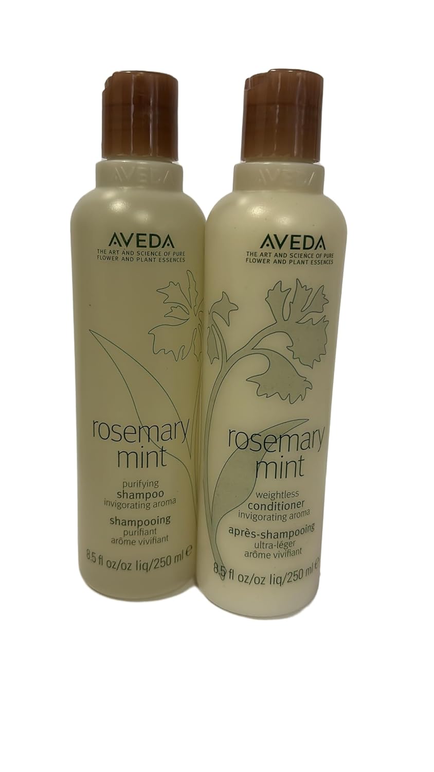 Aveda Rosemary Mint Purifying Shampoo 8.5oz & Weightless Conditioner, 8.5 Fl Oz (Pack of 2)