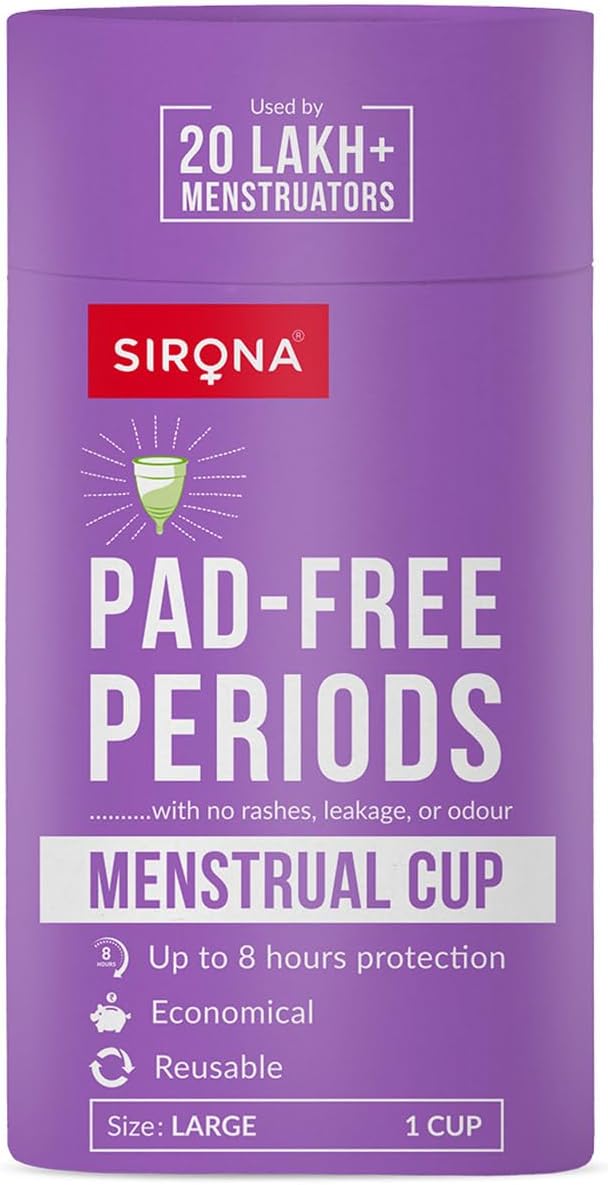 Sirona Reusable Menstrual Cup | Reusable Period Cup | Tampon and Pad Alternative | Heavy Flow (Large)