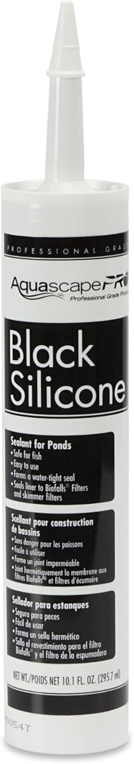 Aquascape Black Silicone Sealant – Safe for Fish, Waterproof, Flexible, and Durable Adhesive for Ponds, Water Features, and Aquariums, 10.1 ounces, 29186