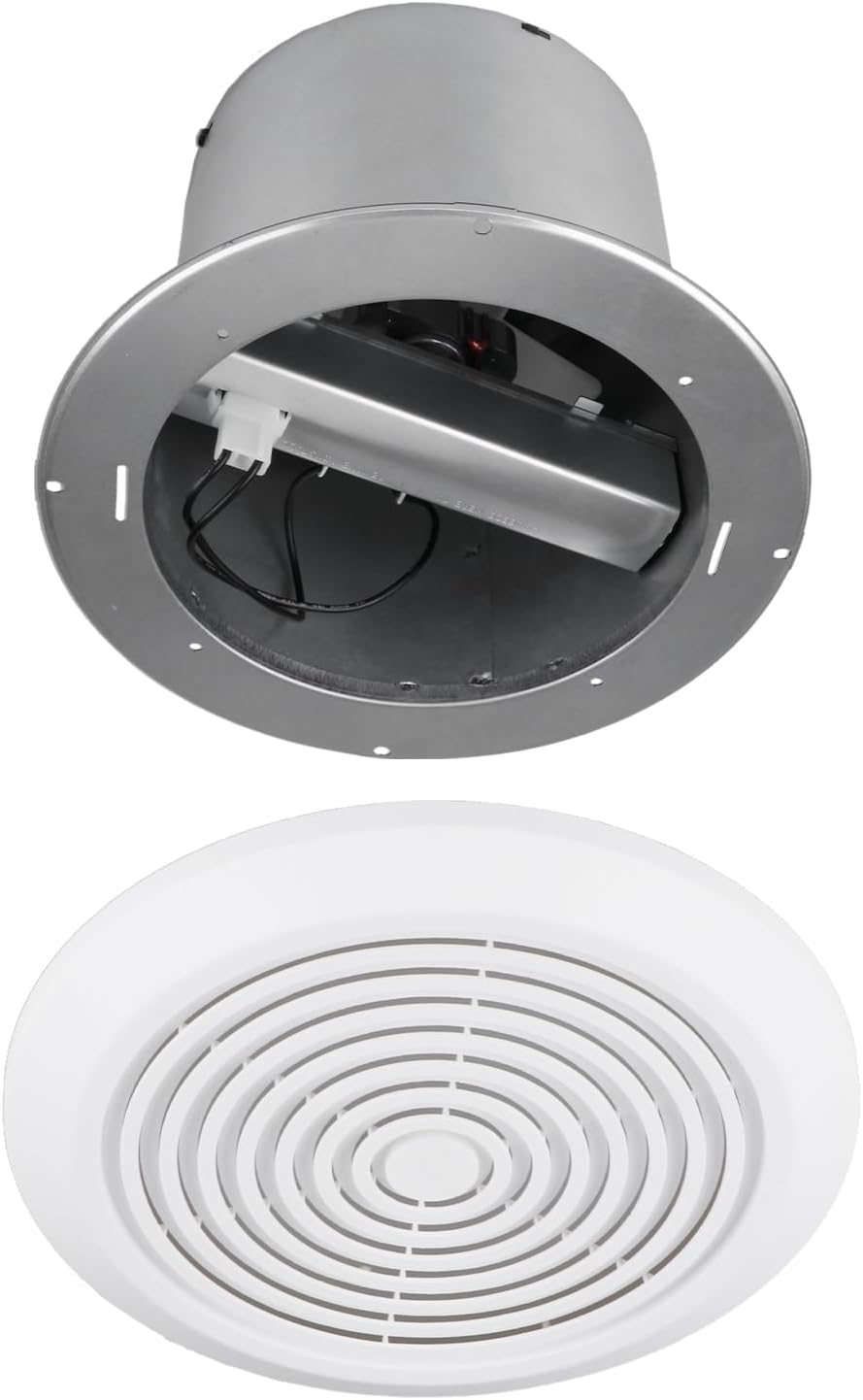 V2262-50 7 Inch Bathroom Exhaust Fan, 50 CFM, 1.0 Sones, 7" Ceiling Exhaust Fan, for 8 Inch Diameter Rough-in Opening, Ideal Ventilation for Bathroom, Laundry Room, Mobile Home, Kitchen & Garage