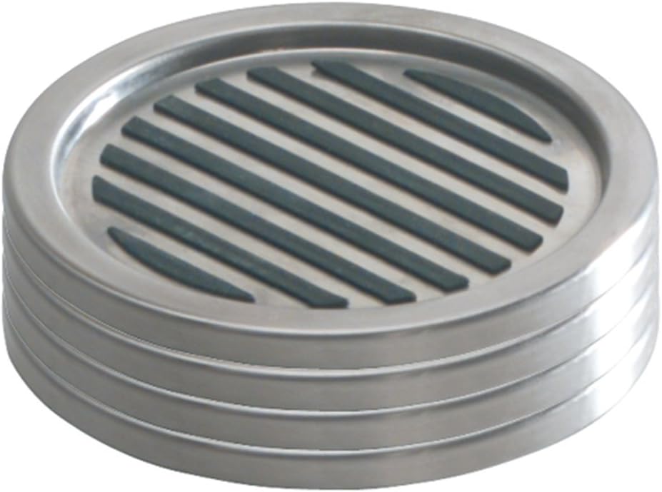 iDesign Forma Brushed Stainless Steel Drink Coasters for Home Counters, Kitchen, Dining Room, Living Room, Patio, Coffee Table, Set of 4, Black,20550