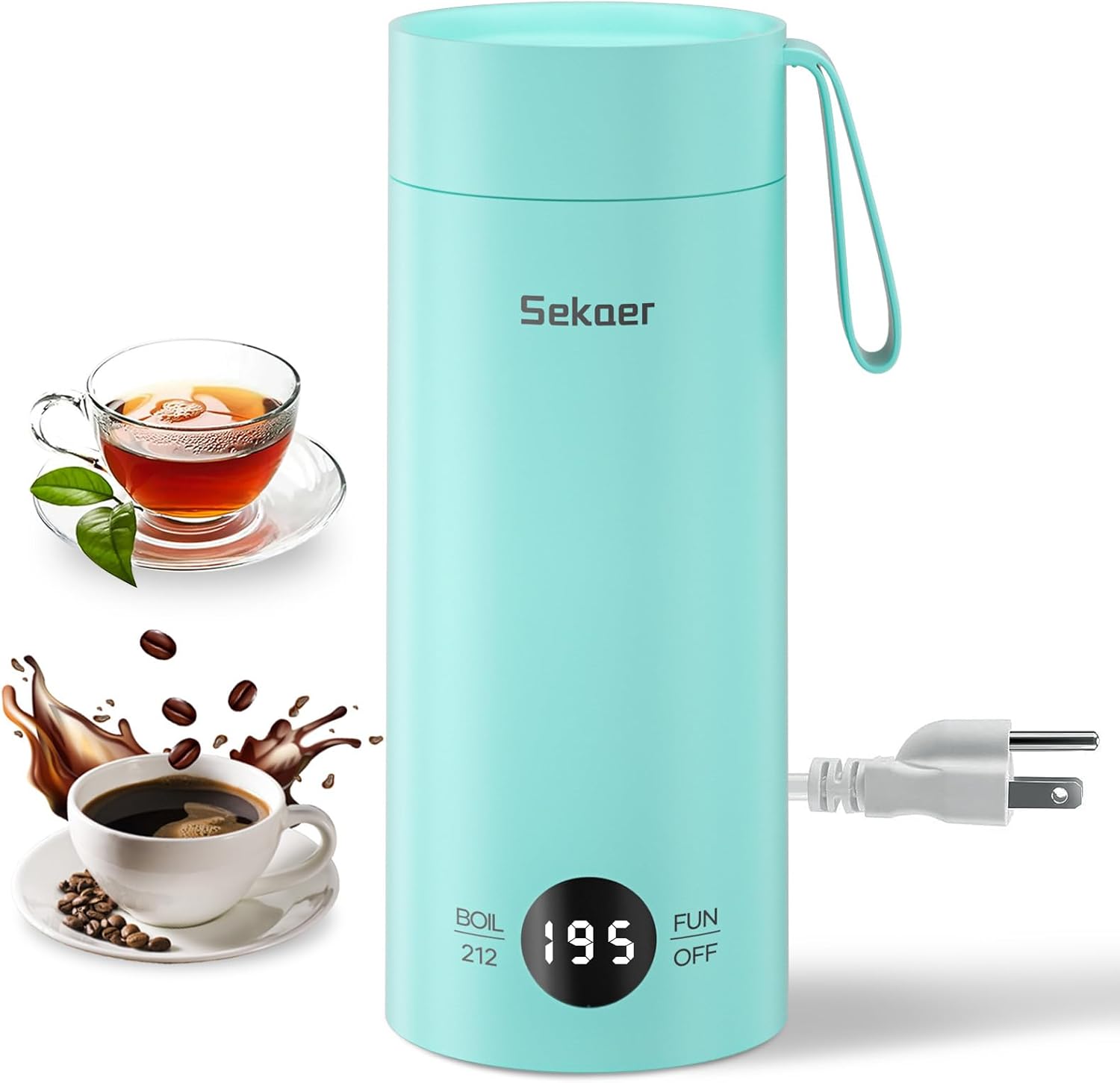 Sekaer Small Travel Portable Electric Kettle, Mini Tea Kettle Hot Water Boiler, 0.5L & 500Watts, with 4 Variable Presets and 304 Stainless Steel, SKE-850T