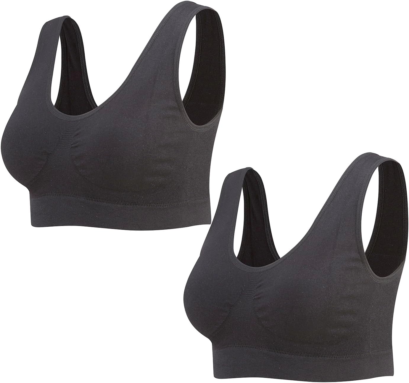 Lemef 2-Pack Seamless Sports Bra Wirefree Yoga Bra with Removable Pads for Women