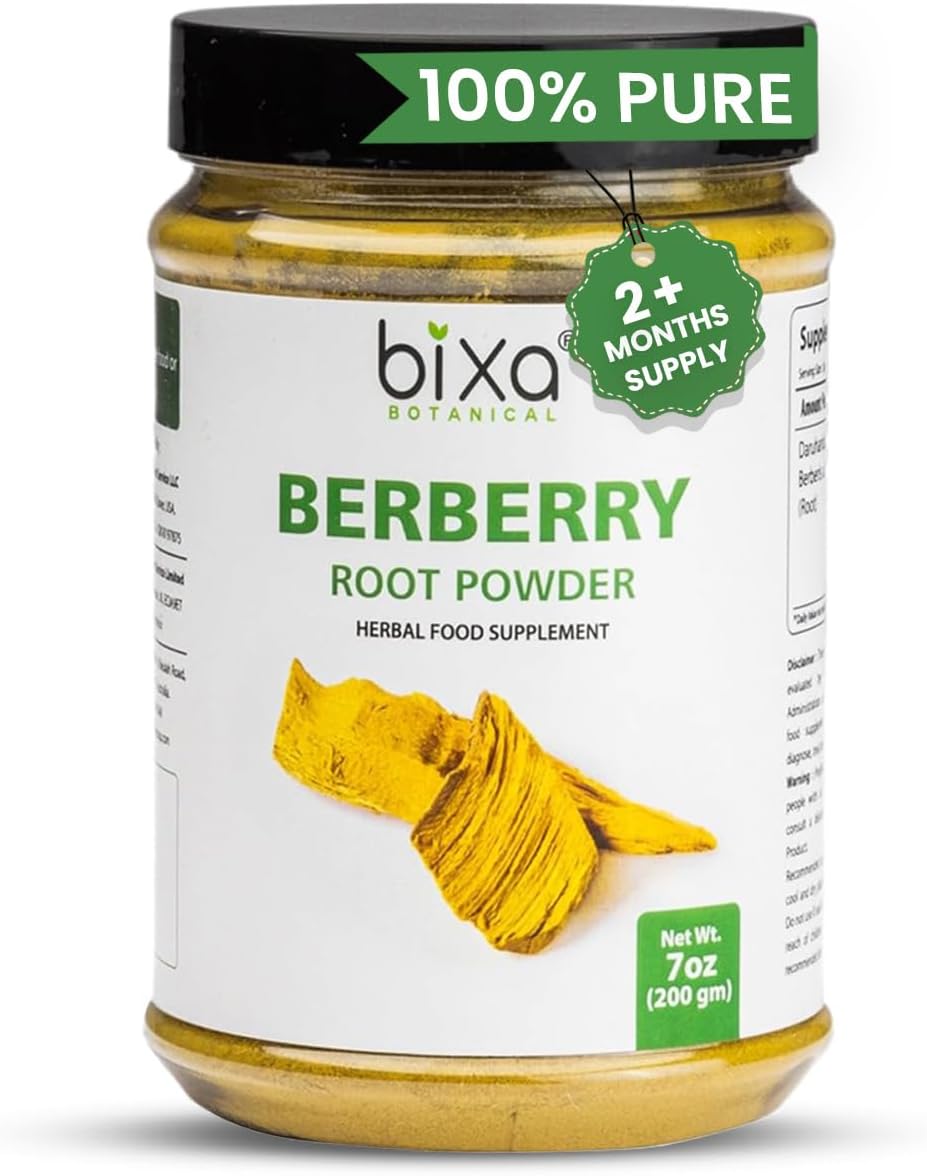 BixaBotanical Berberry Root Powder | Berberis Aristata/Daruharidra | 200 Grams / 7 OZ | Ayurvedic Herbal Supplement | Gluten Free, Non-GMO, Steam Treated, Vegan, 100% Pure.