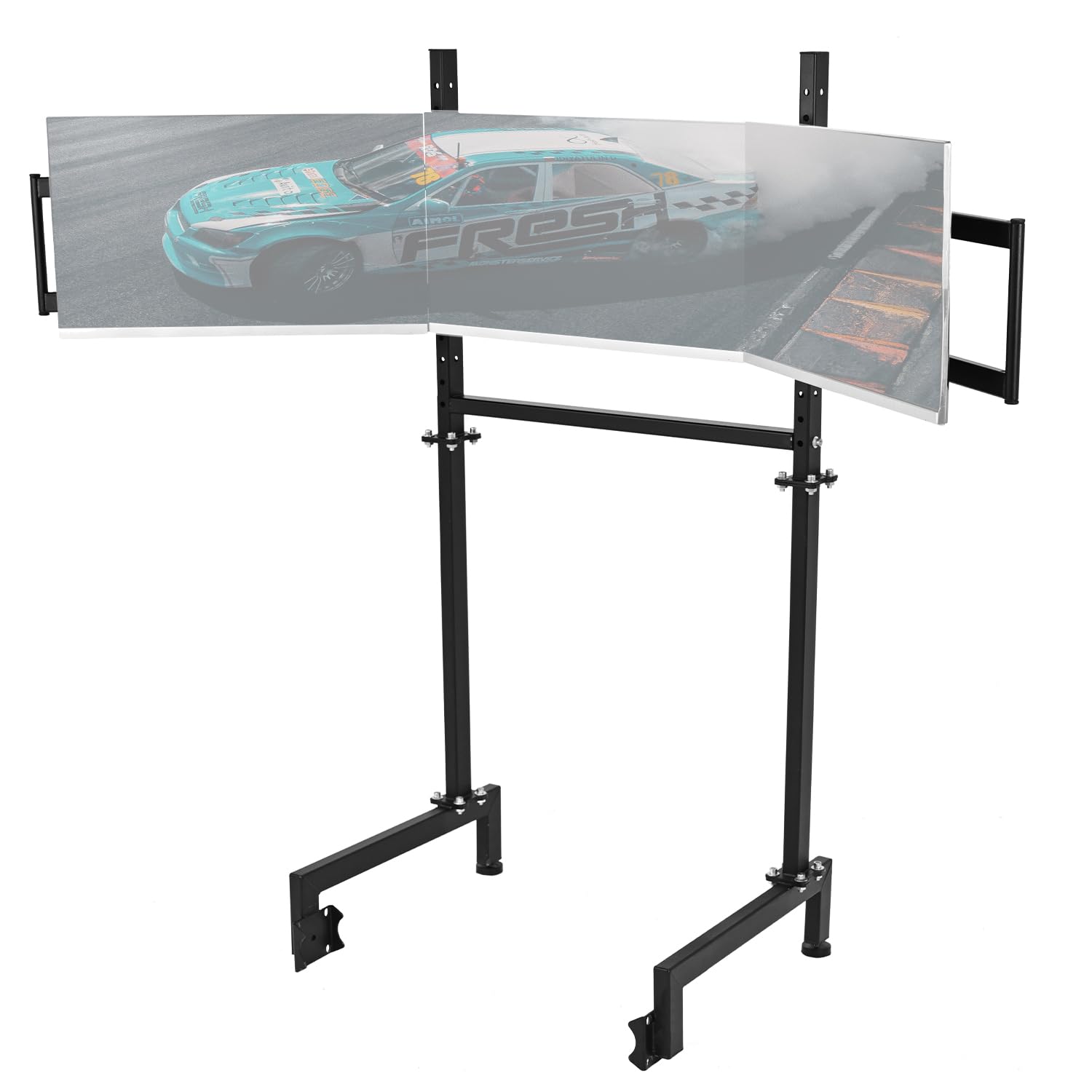 Dardoo Sim Racing Triple Monitor Stand with Adjustable Height & Width for 24-32 Inch Display 3 Screens TV Mount Compatible with Round Tube Racing Sim Cockpit