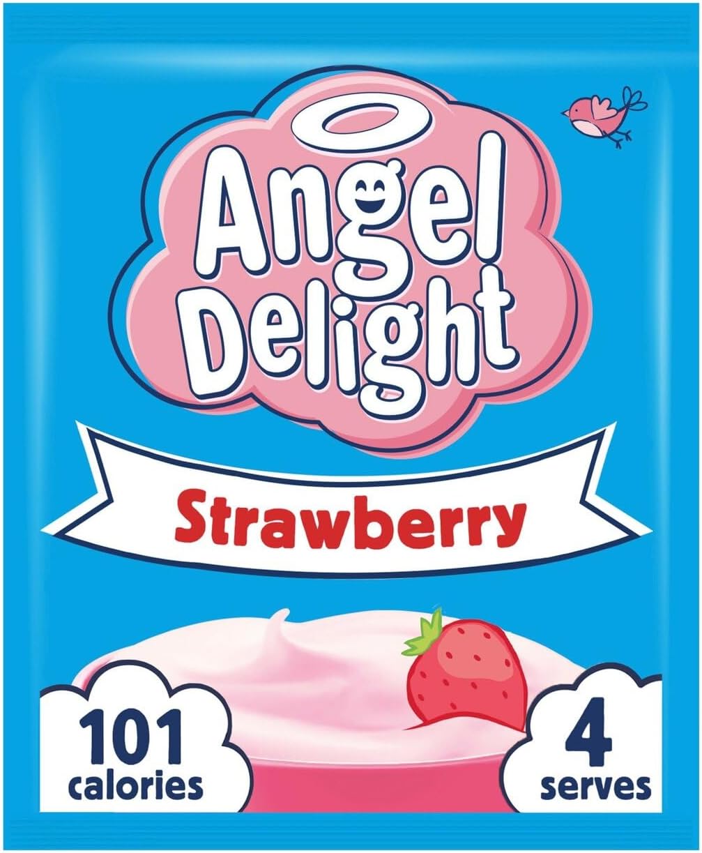 Angel Delight Strawberry Flavour Instant Dessert Mix, 59 g Sachet (Pack of 1), White