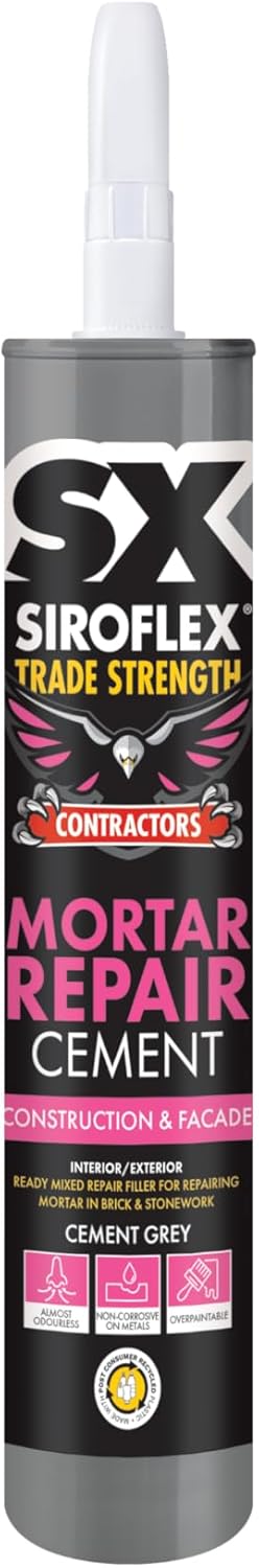 SX Trade Strength Cement Grey Mortar Repair Cement 300ml - Ready to use repair mortar for Pointing jobs & Damaged Masonry Joints - Adheres without primer on Damp Surfaces - Interior & Exterior