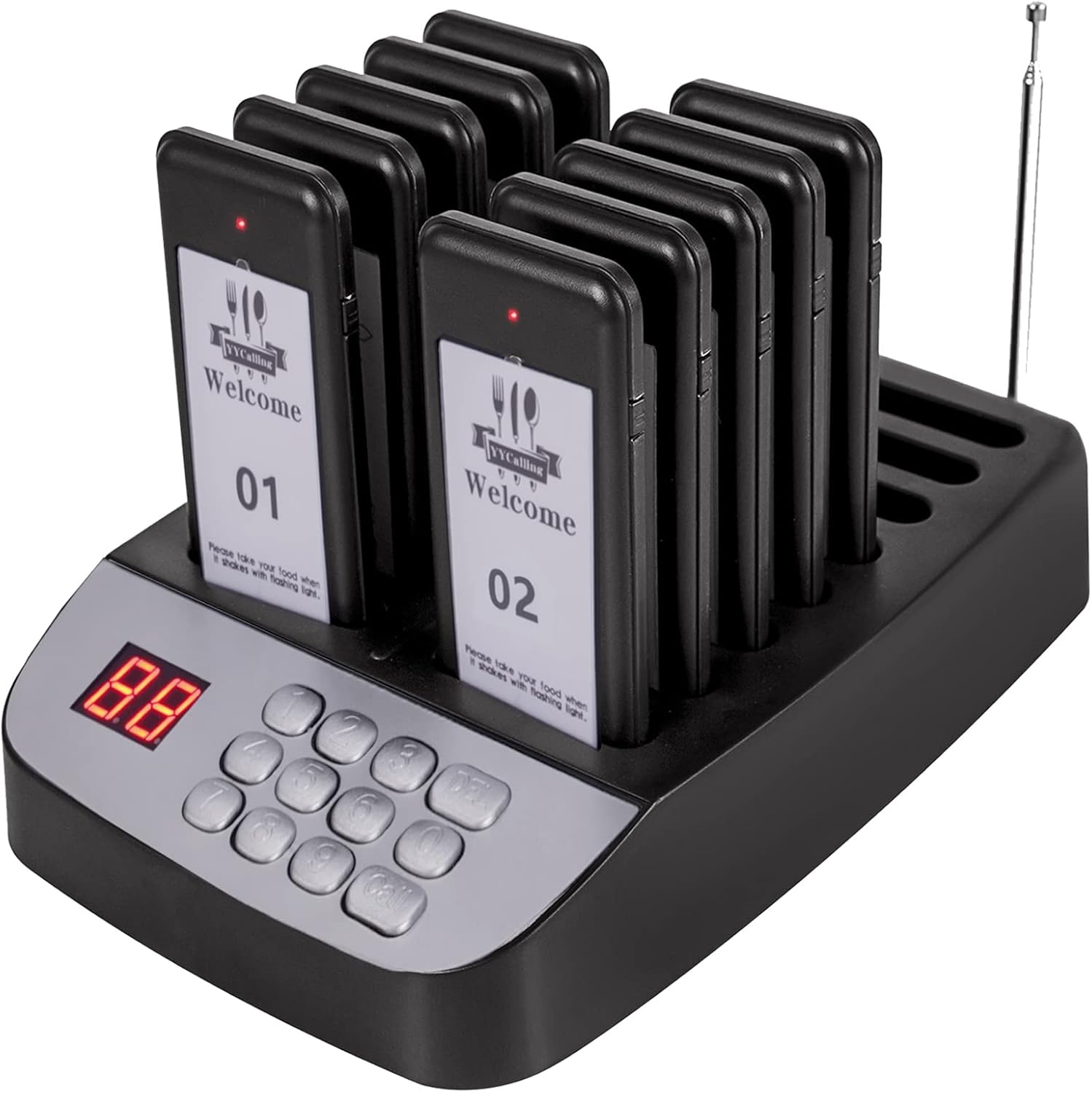 Restaurant Pager,Pagers for Restaurants 10 Guest Pagers,Buzzers Social Distancing, 98 Chanels with Vibration, Flashing and Buzzer for Food Truck, Restaurant, Food Court