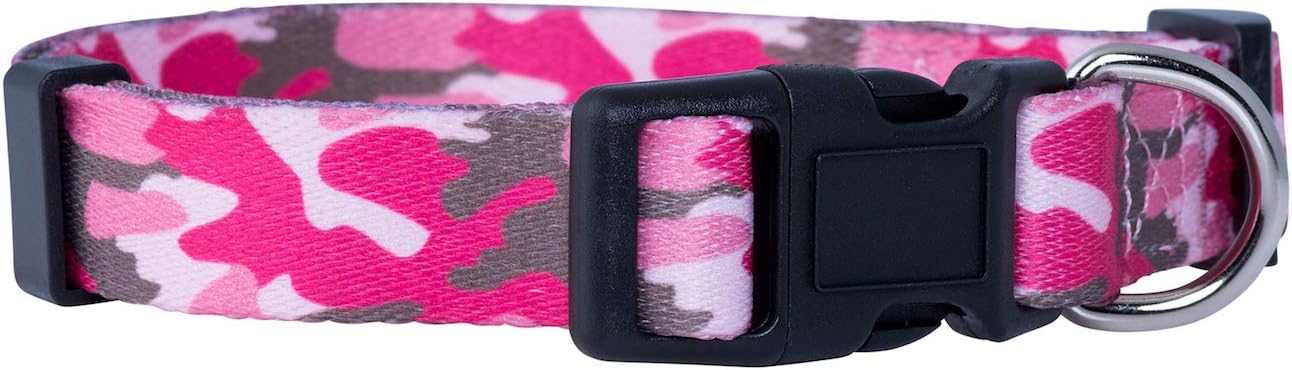 Native Pup Pink Camo Dog Collar - Tactical Military Camouflage for Girl Dogs for Female Puppy- Durable Nylon- Unique Girly Urban Design- Adjustable to Fit Small Large Breed (Large, Pink)