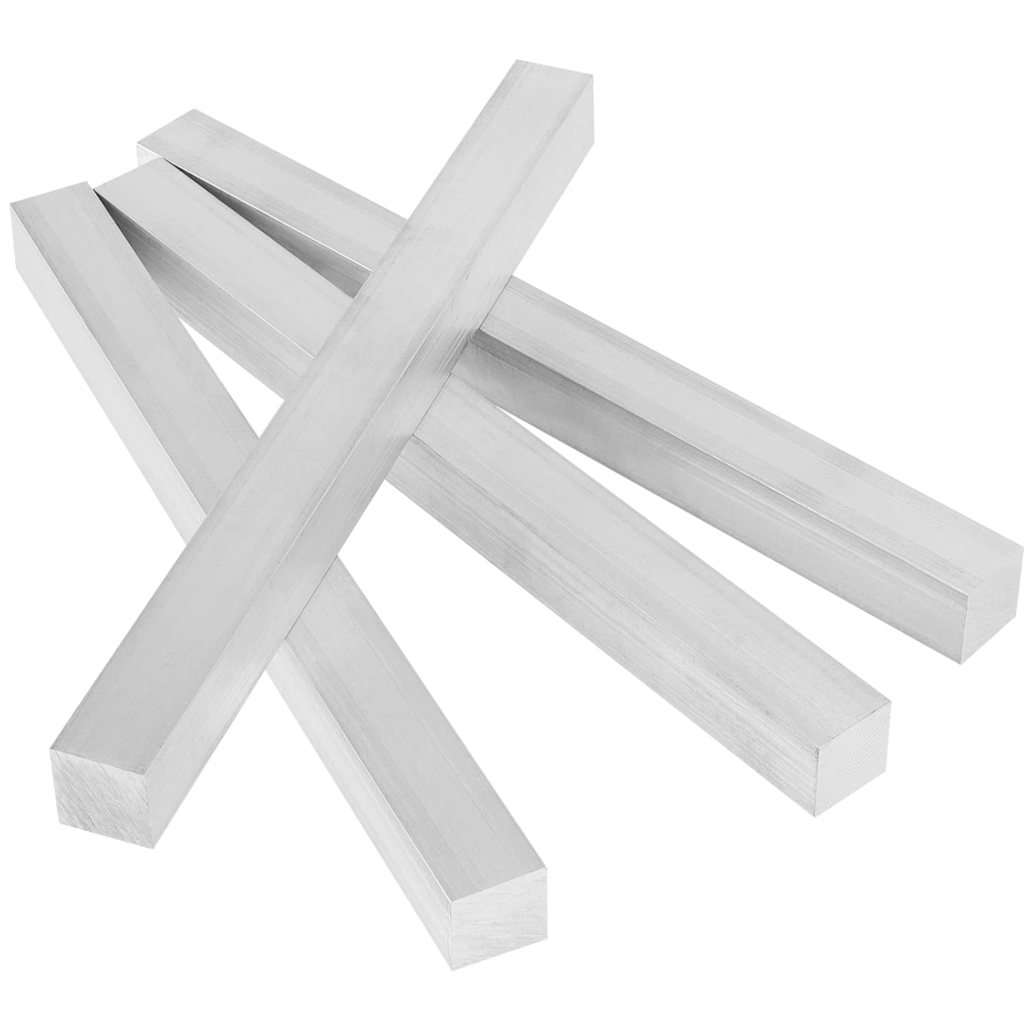 HOZEON 4 PCS 1 x 1 x 12 Inch Aluminum Bar, Square Aluminum Flat Bar, Aluminum 6061 Flat Bar Block General Purpose Tooling Plate, T6511 Solid New Mill Stock for Milling Lathe Work, Silver