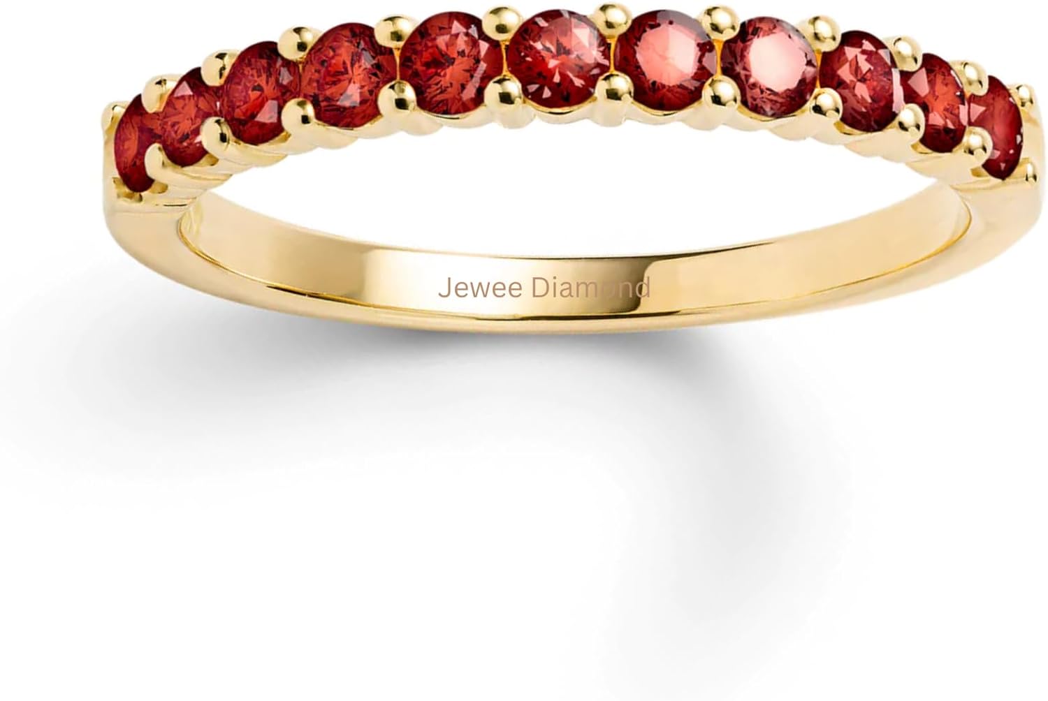 JEWEE DIAMOND 925 Sterling Silver Emerald Birthstone Ring for Women | Dainty May Birthstone Ring | Half Eternity Stackable Prong Set Ring | Mother’s Day Gift for Mom, Grandma, Bridesmaid, Her