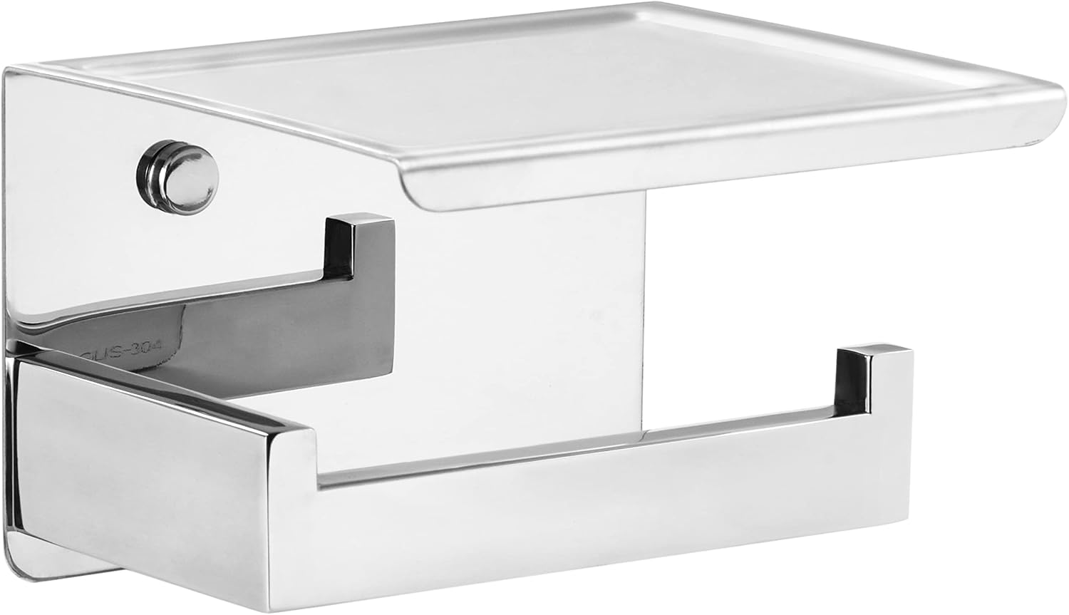HITSLAM Toilet Roll Holder No Drilling Self-Adhesive Toilet Paper Holder with Shelf, Stainless Steel Toilet Roll Holder Wall Mounting for Bathroom Chrome