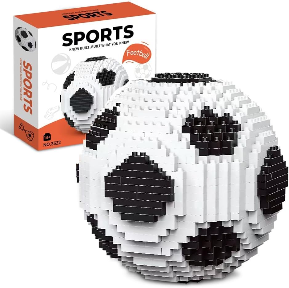 SGZIOO White & Black Football Building Blocks Set, 9.5cm Educational STEM Toys, Miniature 3D Football Toy Model for Kids Aged 7 and up Football Enthusiasts, Christmas Birthday Gift（800Pcs）