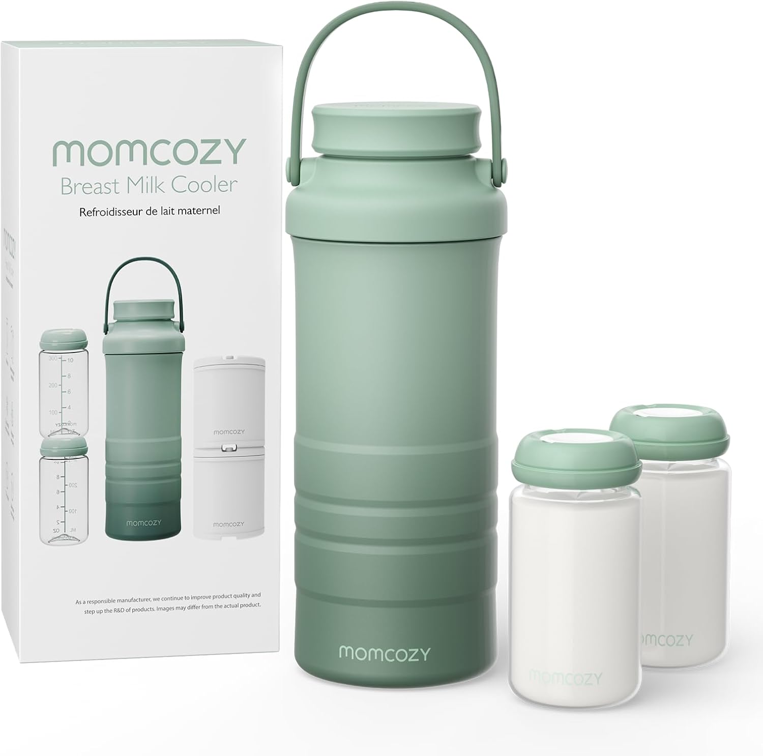 Momcozy Portable Breast Milk Cooler for Outdoor, 22oz Larger Capacity Travel Breastmilk Chiller with 2pcs, 360°Total Cooling for 24Hours, Baby Bottles for Breastmilk Storage, Breastfeeding Essential