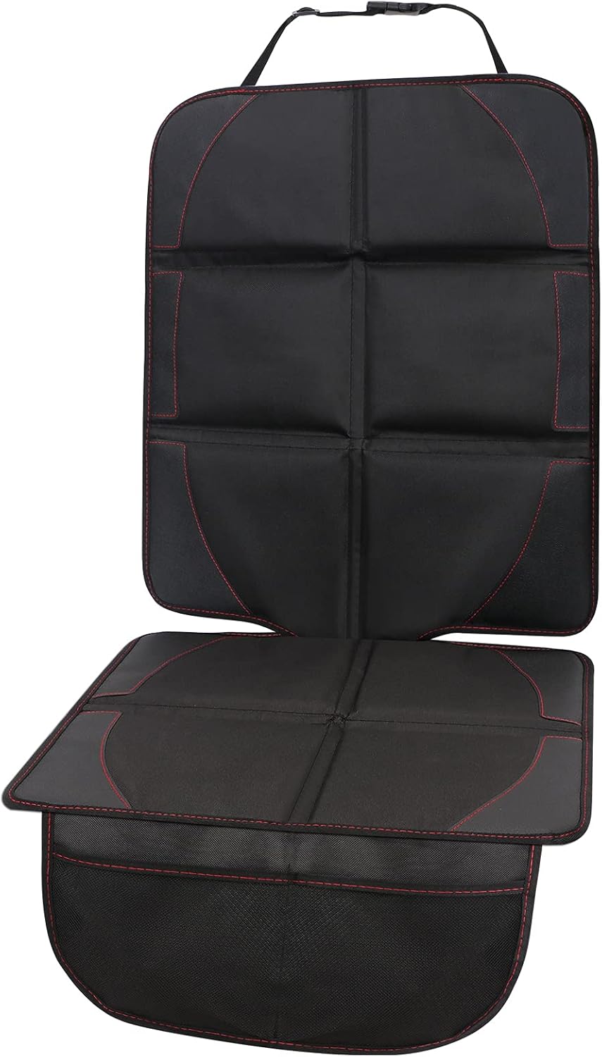 FYY Car Seat Protector with Thickest Padding, XL Size Auto Car Seat Protectors for Child Seats, Waterproof 600D Fabric, Best Coverage, Non-Slip Backing and Mesh Pockets for Handy Storage Black