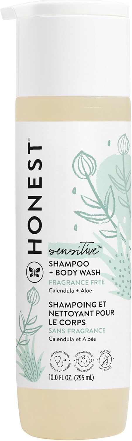 Honest Purely Sensitive Shampoo And Body Wash - Fragrance Free For Kids 10 oz Shampoo and Body Wash