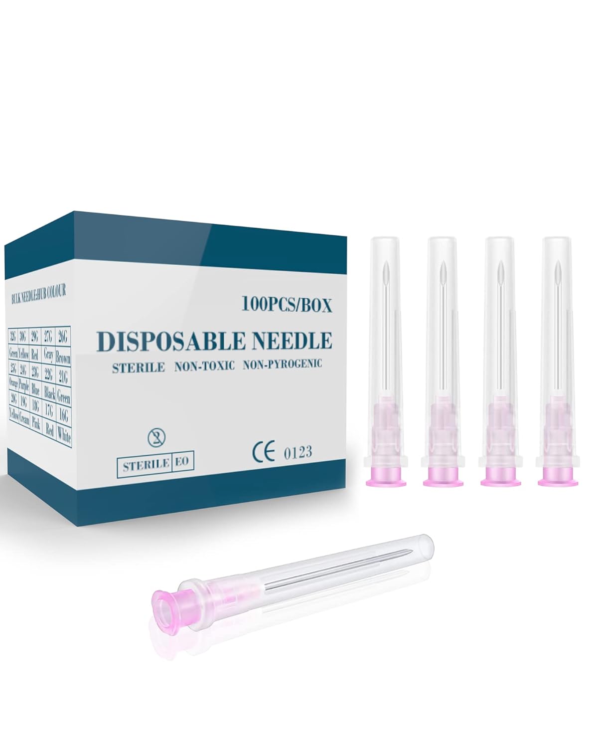 100Pcs 18Ga 1 Inch Needle Luer Lock Lab Accessories, Sterile Individual Package for Scientific Measuring, Refilling Inks