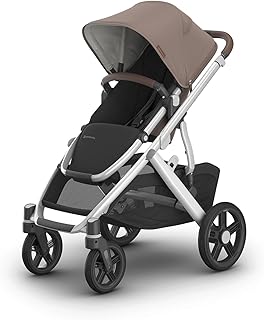UPPAbaby Vista V3 Stroller - Full-Size Single-to-Double Stroller System - Toddler Seat, Bug Shield, Rain Shield, and Storage Bag Included - Theo (Dark Taupe/Silver Frame/Chestnut Leather)