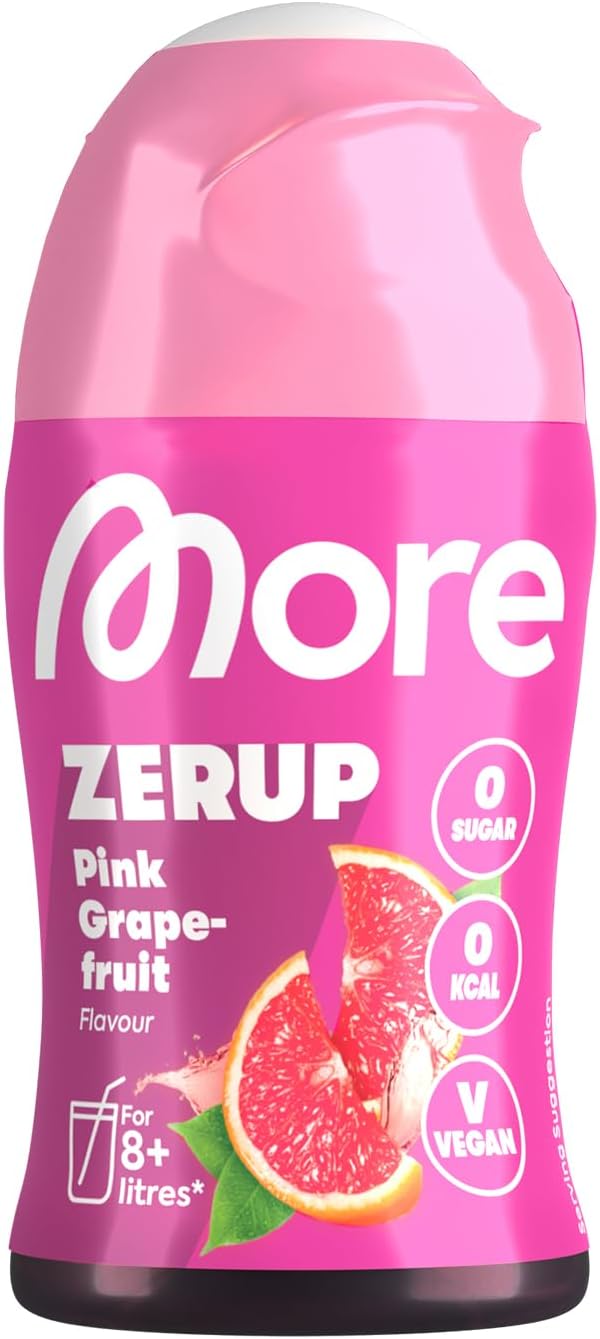 MORE Zerup, Zero Calorie Syrup with Real Fruit Extracts, Pink Grapefruit, 65 ml (up to 8 l Softdrink) - Zero Added Sugars
