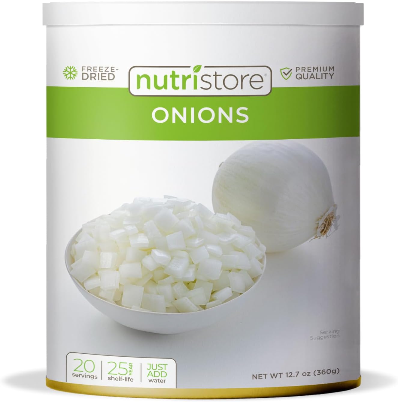 Nutristore Freeze Dried Onions | Premium Quality Vegetables for Long Term Storage or Recipes | Emergency Survival Canned Food Supply | Bulk #10 Can Veggies | 25 Year Shelf Life | 20 Servings