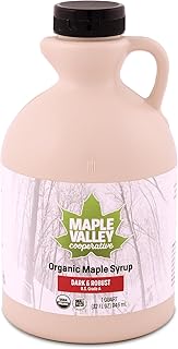 Maple Valley Pure Organic Maple Syrup 32 Oz. Grade A Dark Robust Maple Syrup *Formerly Grade B* in Bpa-free Plastic Jug