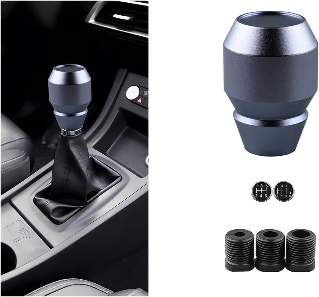 Car Shift Knob, Aluminum Alloy Manual Automatic Vehicle Gear Shifter Knob, 5 6 Speed Automotive Gear Lever Stick Shift Handle Replacement Accessories, Universal for SUV, Sedan, Truck (Titanium)