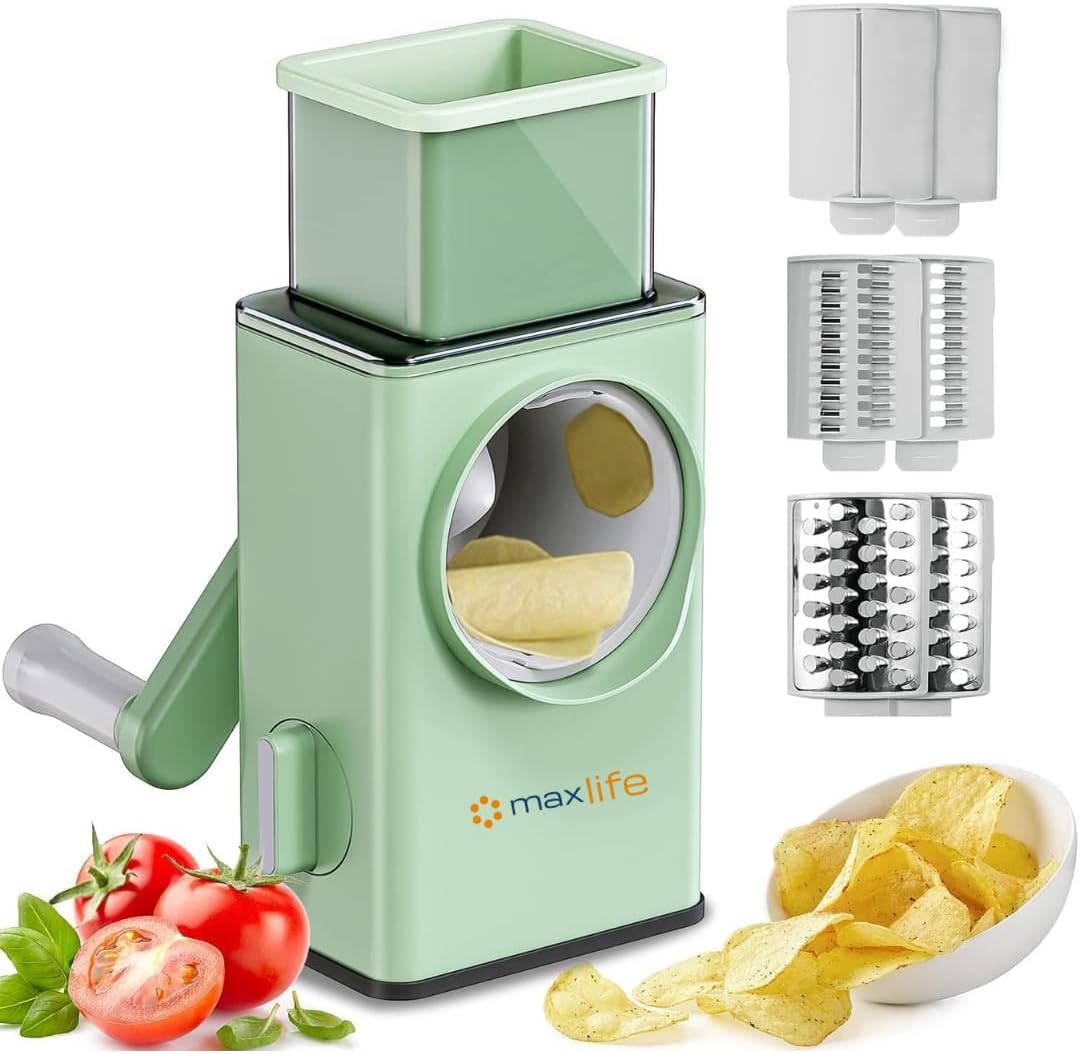 Max Life- Rotary Cheese Grater, Vegetable Slicer, Cutter for Vegetable, Fruit, Cookie, Oreo, Nuts Kitchen Tool - Large Size - 2.46 Cups