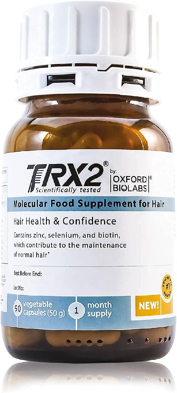 TRX2 Hair Growth Supplement - Healthy Hair - Clinically Proven Results of Thicker, Fuller Hair - Stop Hair Loss for Men and Women - Biotin & Selenium & Zink - Vegetarian - 1 Month Supply