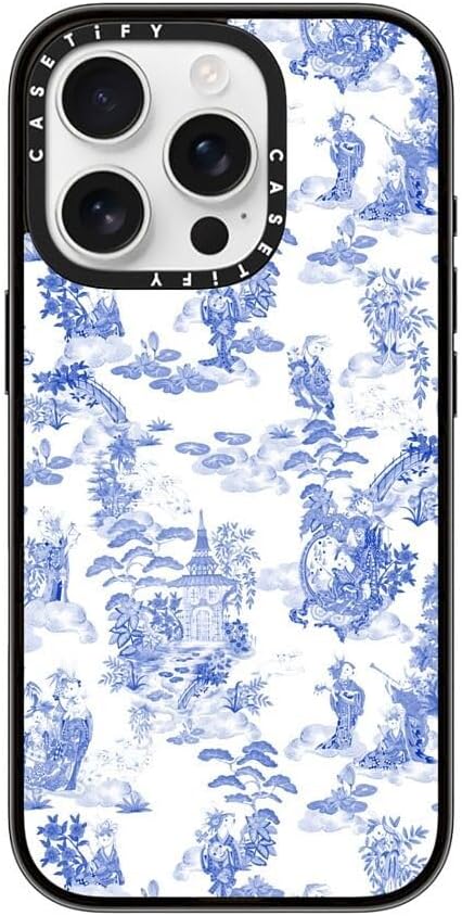 CASETiFY Compact iPhone 16 Pro Case [4 ft. 2X Military Grade Drop Protection/Slim/Lightweight] - Moon Caravan Toile - Clear Black