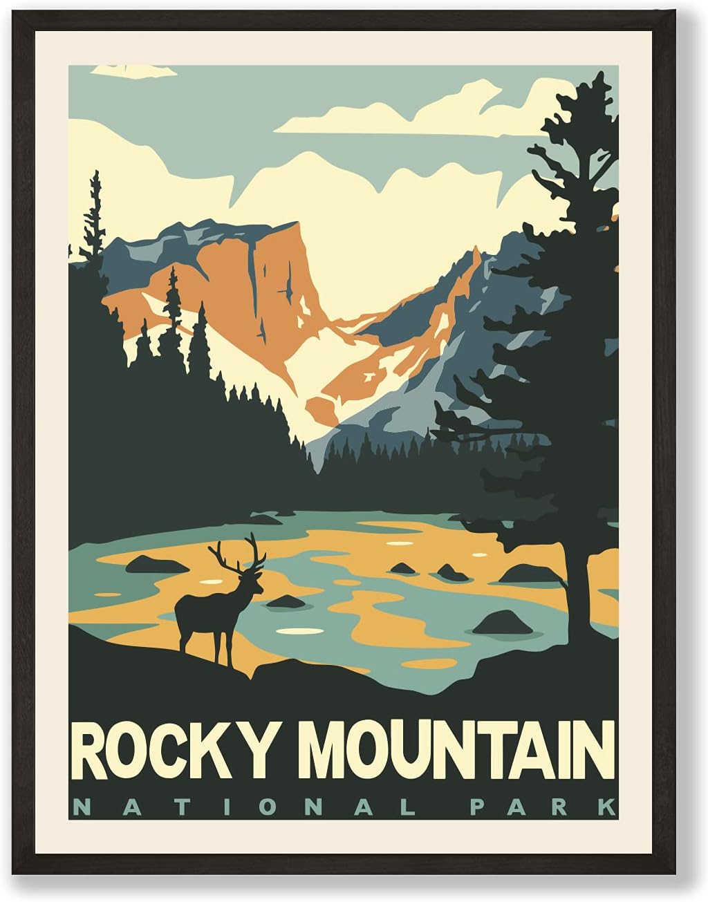 HerZii Prints Rocky Mountains National Park Wall Art Vintage Posters & Prints Set, Vintage National Parks Poster, Nature Vintage Wall Art, Mountain Travel Decor National Park Posters (12x16 UNFRAMED)