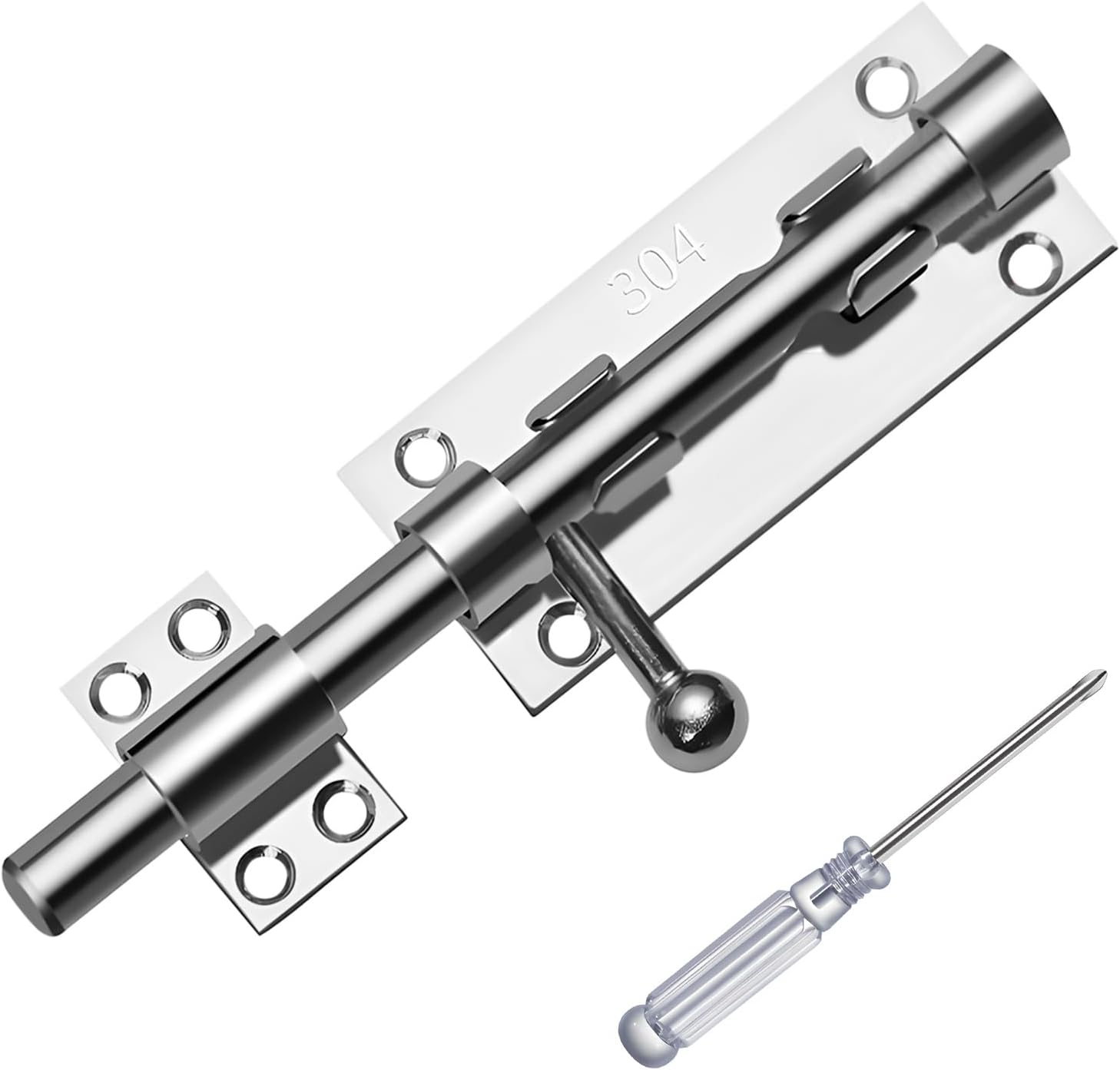 Door Bolt Lock Latch,6 Inch Heavy Duty Slide Gate Latch Bolt Safety Door Lock with Padlock Hole,304 Stainless Steel Barrel Gate Bolt Latch for Shed Doors, Gates, Outhouse Doors, Bathroom