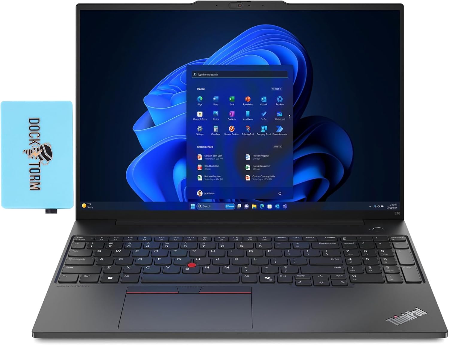 Lenovo ThinkPad E16 Gen 2 Business Laptop 16.0" WUXGA IPS Display 300 nits (AMD Ryzen 5 7535U 6-Core 2.90GHz, 16GB RAM, 1TB PCIe SSD, AMD Radeon, Backlit KYB, FP, WiFi 6, Win11Pro) w/Dockztorm Hub