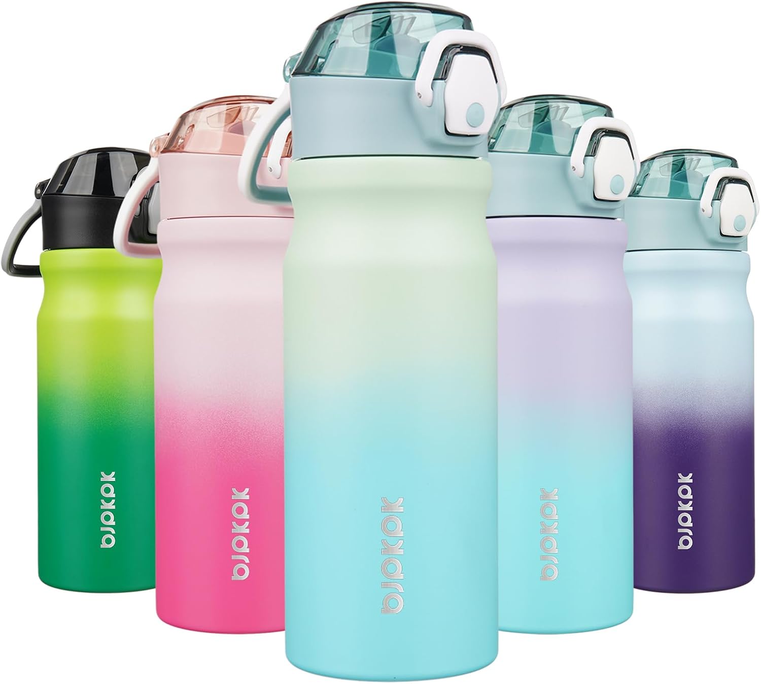 BJPKPK Insulated Water Bottle 18oz Stainless Steel Water Bottles With Straw And Carry Handle Double Wall Metal Thermos,Mint