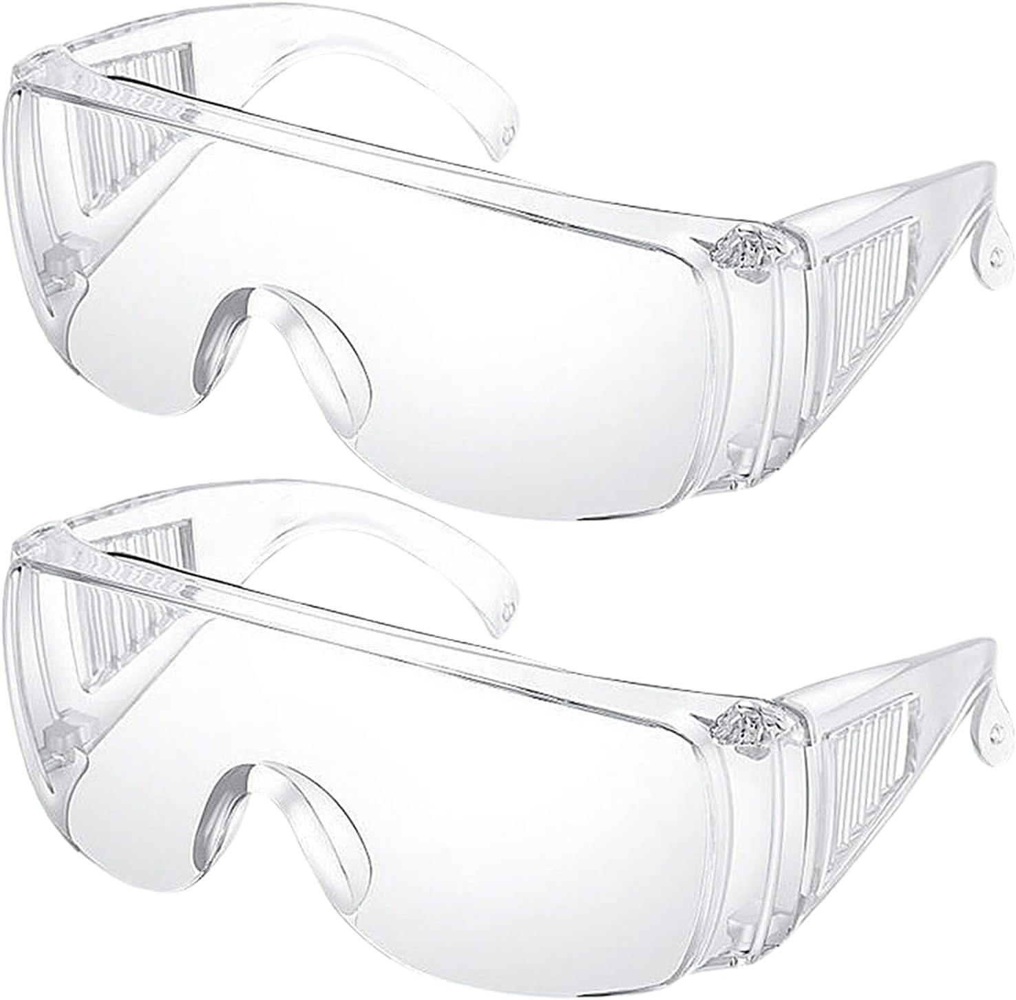 2Pcs Protective Glasses Safety Goggles Safety Over-Glasses Protective Transparent Goggles suitable for Construction Laboratory Outdoor Eye Protection