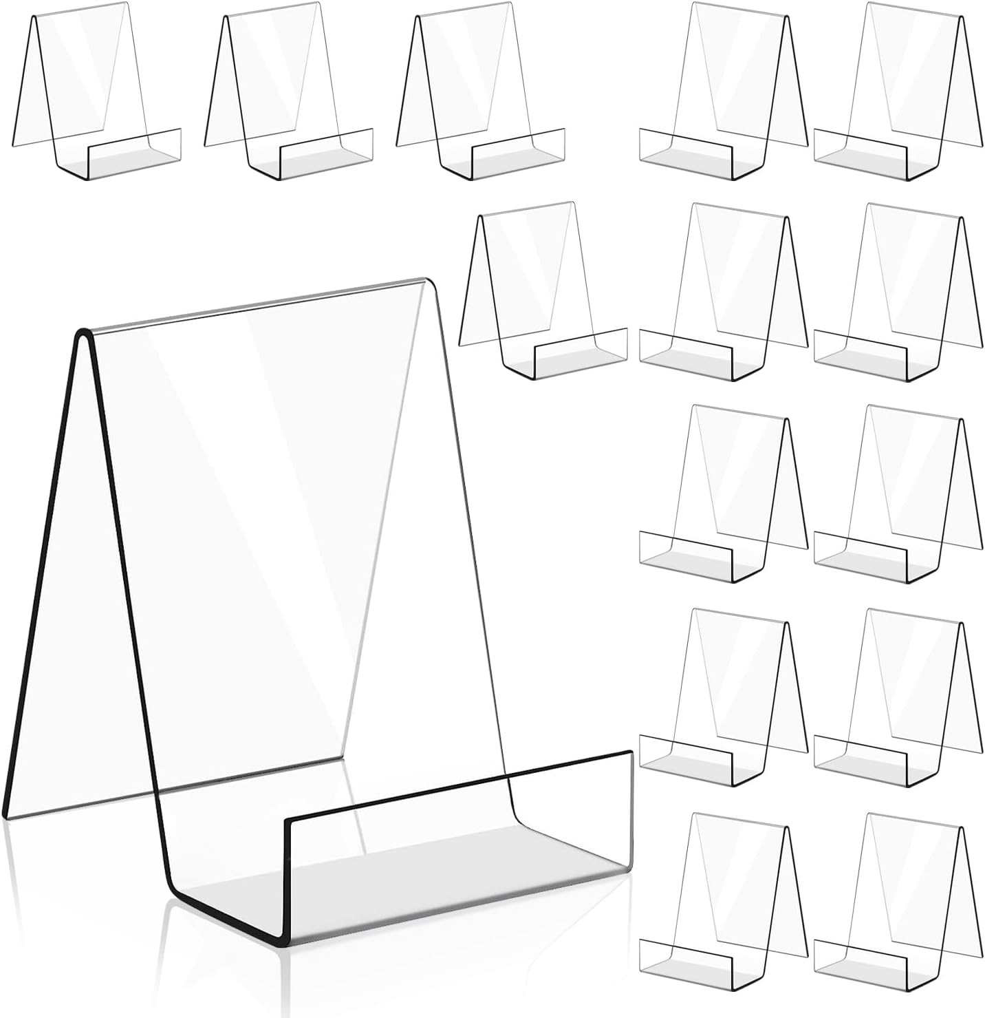 Lighterday 15Pcs Acrylic Display Stand Clear Book Stand Book Holder Plate Stand for Displaying Recipe Card Book Crafts Photos Magazine (15 Pcs & S)