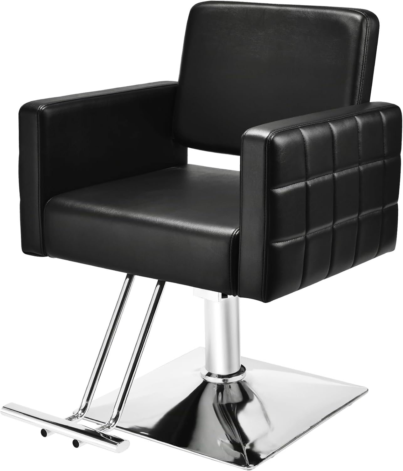 Barber Salon Chair for Barbershop - Load Weight 330 Lbs,Heavy Duty Hydraulic Pump Height Adjustable,360°Swivel with Footrest,Soft Leather with Armrest,Salon Spa,Hair Styling Stylist,Braiding (Black)