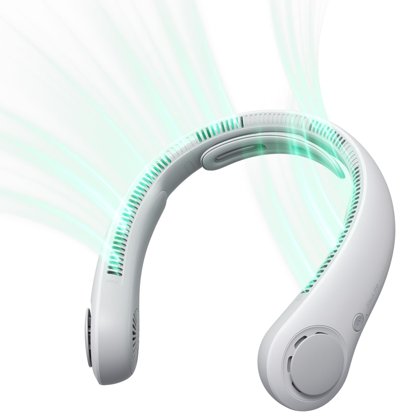 JISULIFE Portable Neck Fan Upgraded, Neckbrace Personal Hands Free, 5 Speed Gears Adjustment, 5000 mAh Wearable Bladeless Quiet Rechargeable for Outdoor Indoor, Gifts for Women Men- Foggy Grey