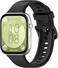 MOTONG Compatible with Huawei Watch Fit 3 Replacement Strap - Replacement Silicone Wrist Watch Strap Band Compatible with Huawei Watch Fit 3(Silicone Black)