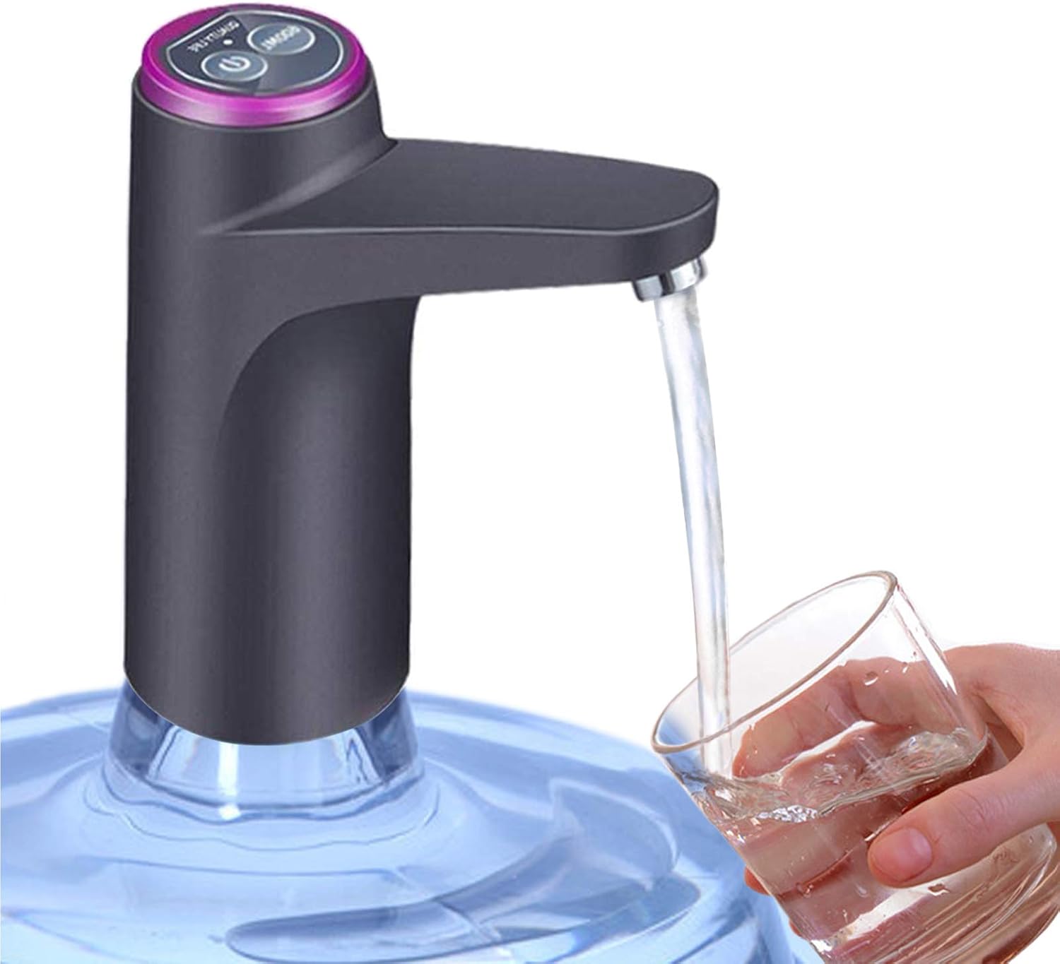 Cozy BlueWater Dispenser, Portable Water Bottle Pump for Universal 3, 4 and 5 Gallon with USB Electric Charging and Automatic Off Switch (Black)