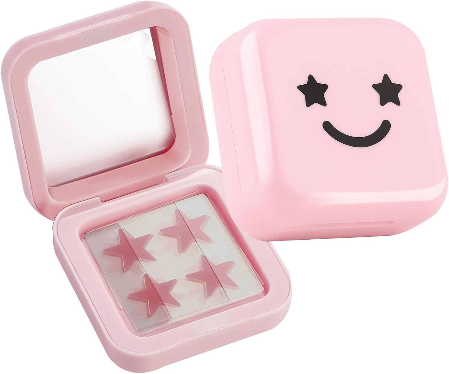 AHRLIC 32PCS Star Pimple Patches for Face, Cute Hydrocolloid Pimple Patches, Sticky Spot Stickers with Compact Mirror, Cover Blemishes and Absorb Fluid, Gentle Spot Dots for All Skin Types, Pink