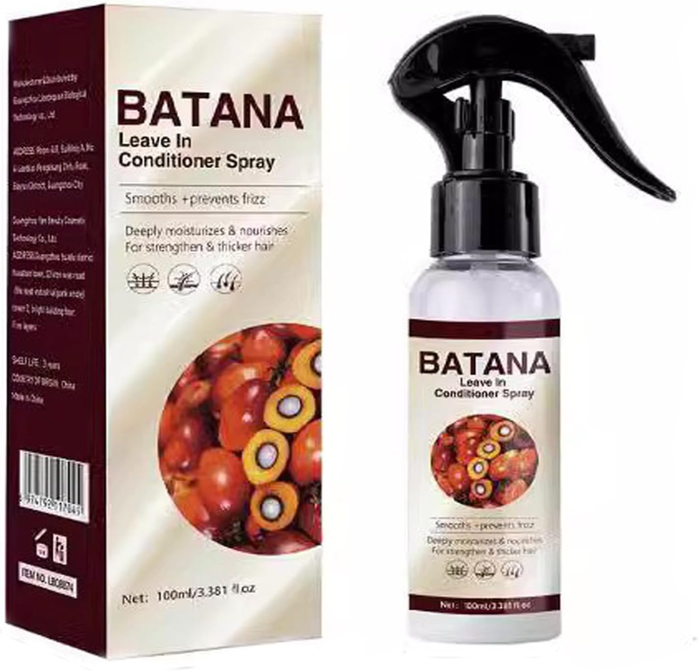 Soelegant Batana Oil Leave-In Conditioner Spray, 100ml, Unisex, All Hair Types, Deep Moisturize, Nourishes Scalp, Strengthens & Softens Hair, Detangling Spray