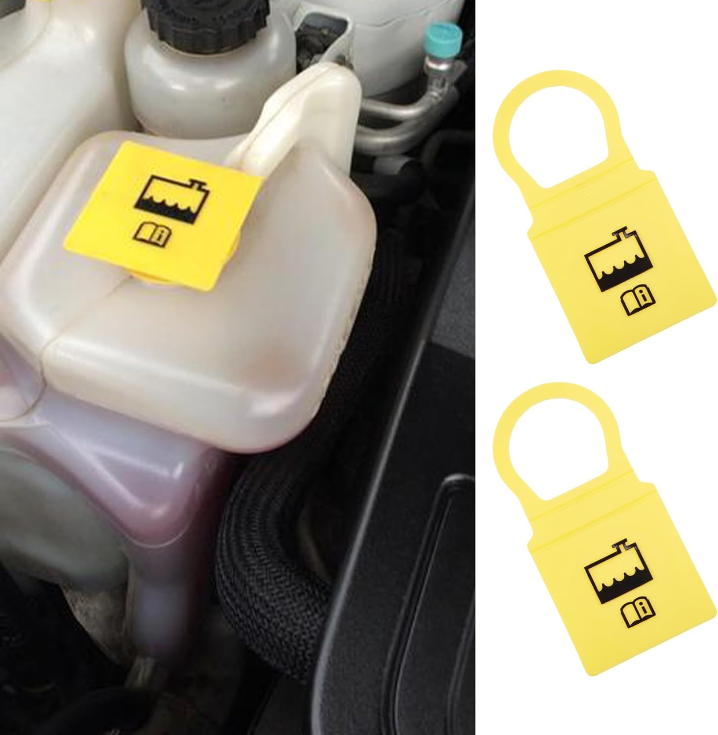 2PCS Engine Coolant Reservoir Cap, Coolant Cap Replacement 55111074AA 52079331, Engine Recovery Overflow Tank Cap Suitable for Chrysler, Dodge, Jeep, Ram