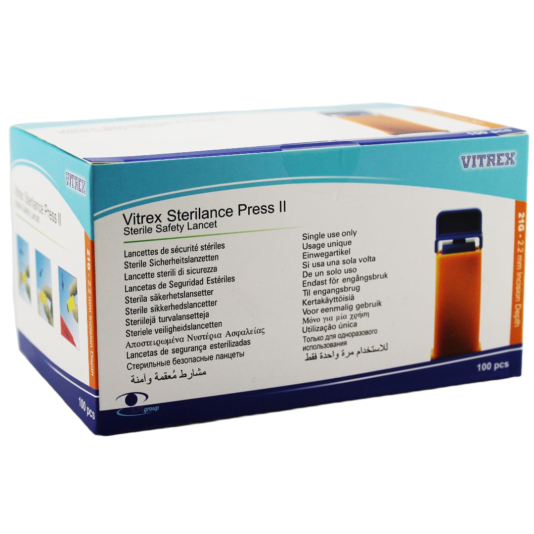 100 x 21g Sterile Safety Lancet For Blood Testing/Diabetes/Cholesterol Test Samples, Single-Use