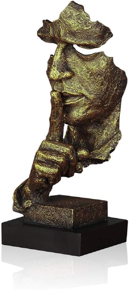 LEPENDOR Abstract and Creative Desk Decorations The Thinker Statue - Handcrafted Silent Men Statues Resin Abstract Sculpture Office Home Decor Figurine Gift (Silence Gold)
