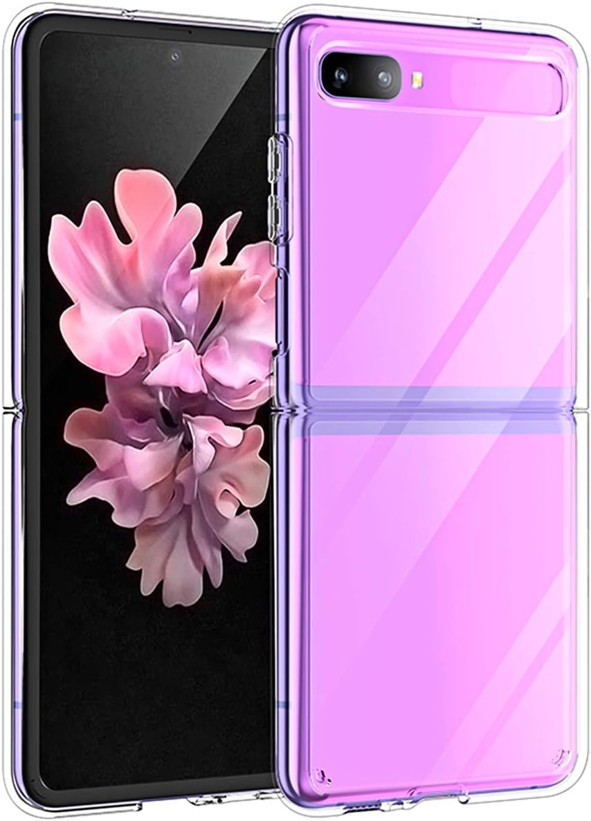 Compatible with Samsung Galaxy Z Flip Clear Case,Galaxy Z Flip 2020 Case [Slim Thin] Crystal Hard PC and Soft TPU Bumper Shockproof Anti-Scratch Transparent- Clear