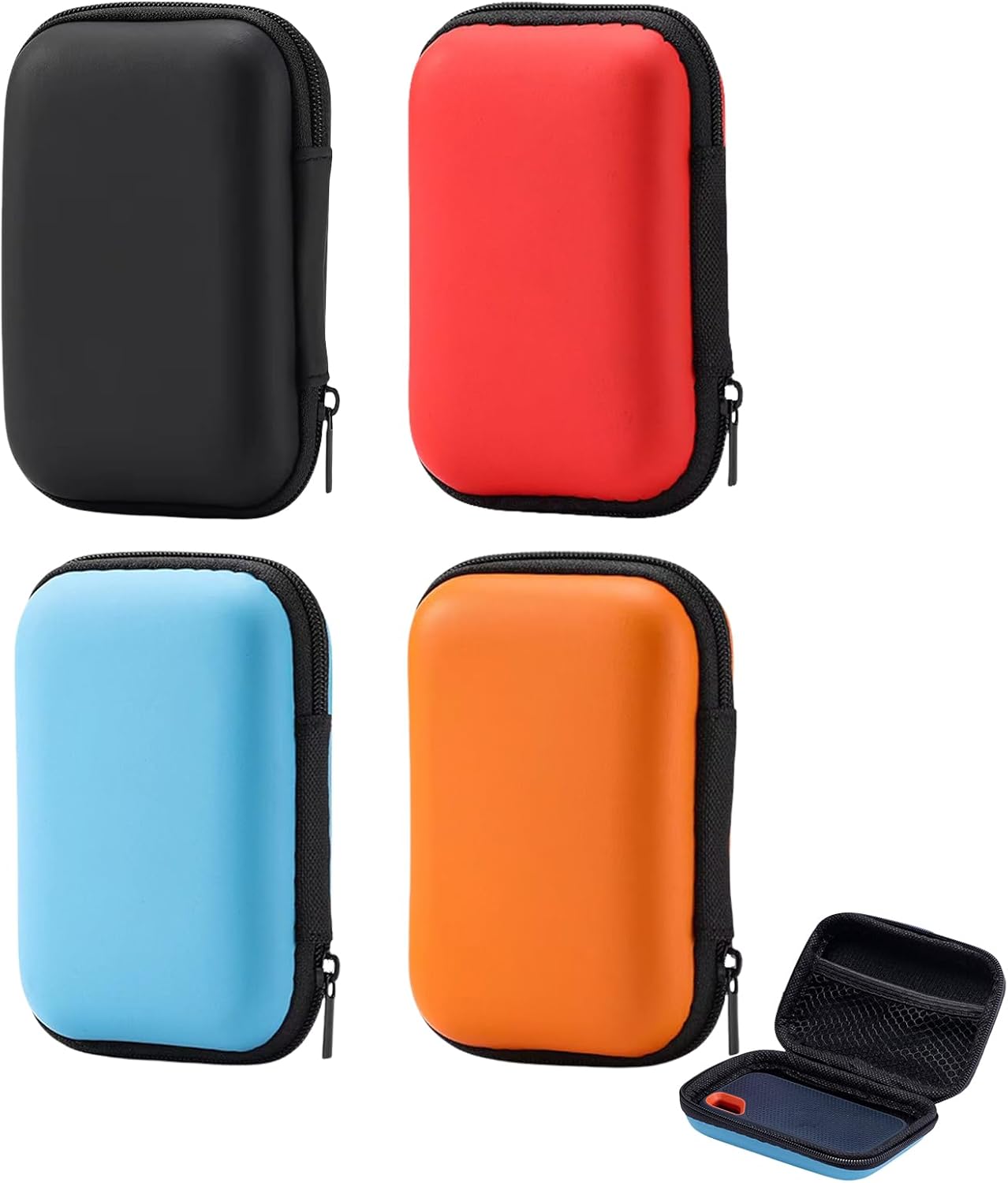 4 Pcs Playing Card Case,Card Storage Box,Carry Case for Skip BO/Skyjo/Phase 10/UNO Card Game,Black/Blue/Orange/Red Waterproof Anti-Scratch Holder Playing Card Box(12*8*4 cm),for Travel Outdoor Camping