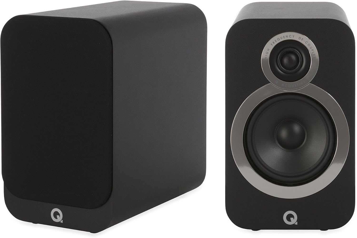 Q Acoustics 3020i Bookshelf Speakers Pair Carbon Black - Featuring 2-way Reflex Enclosure Type, 125mm (5") Bass Driver, and 22mm (0.9") Tweeter - Stereo Speakers Hifi/Passive Speakers