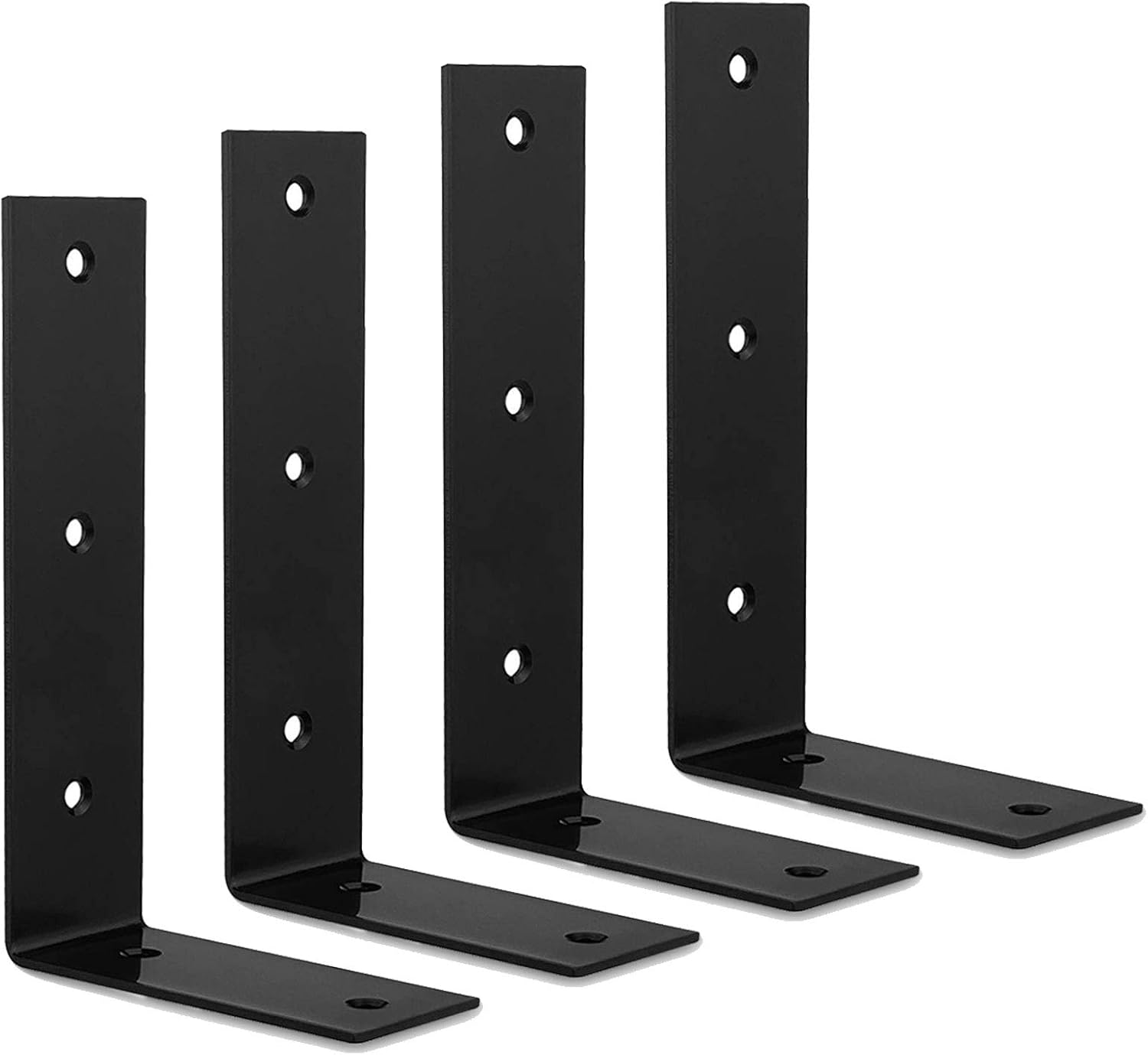 STARVAST 4 Pcs Heavy Duty Shelf Brackets, 220 x 125 x 45mm L Shape Right Angle Shelf Brackets, 90 Degree Angle Wall Mounted Shelf Supporter Bracket Frame, Black